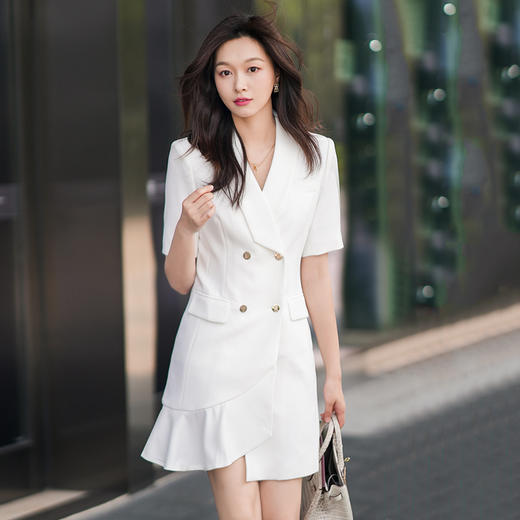 白色连衣裙夏季新款女士正装时尚气质职业西装裙商务工作服 商品图0