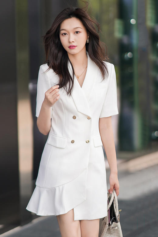 白色连衣裙夏季新款女士正装时尚气质职业西装裙商务工作服 商品图5