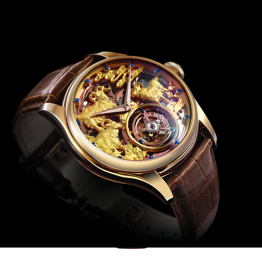 MEMORIGIN万希泉生肖系列羊腕表男陀飞轮机械表男士真皮镂空手表 商品图1