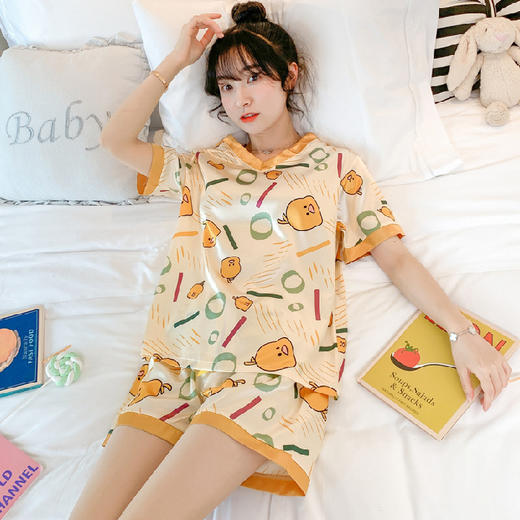 「38款可选！清凉一夏」ins网红睡衣女短袖夏卡通V领凉爽女士家居服上衣裤子套装 商品图7