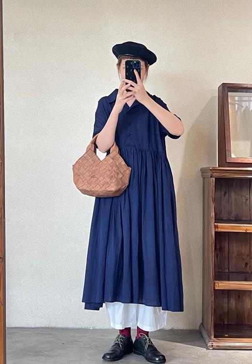 KHADI&CO 衬衫领短袖皱褶连衣裙 商品图6