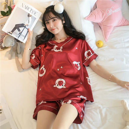 「14款可选」睡衣女短袖V领卡通甜美凉爽家居服女士上衣下装套装 商品图8