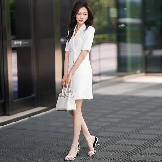 白色连衣裙夏季新款女士正装时尚气质职业西装裙商务工作服 商品图3