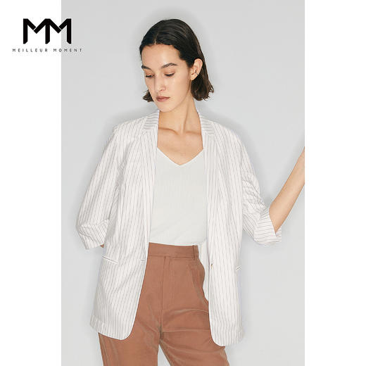 【商场同款】麦檬夏条纹撞色一粒扣西装5C4210971Q 商品图1