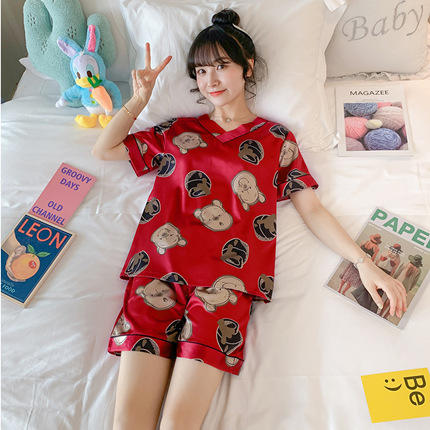 「14款可选」睡衣女短袖V领卡通甜美凉爽家居服女士上衣下装套装 商品图7
