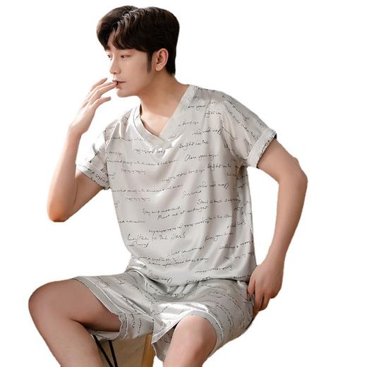 【瑜伽生活家】「十款可选」睡衣男夏季短袖短裤v领套头休闲简约男士上衣下装家居服 商品图4