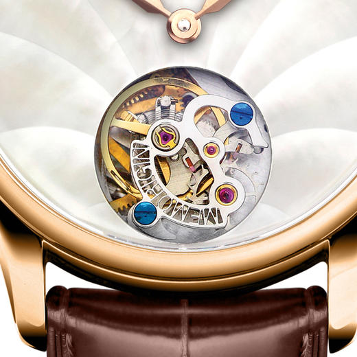 MEMORIGIN万希泉陀飞轮女士腕表真皮钻石表镂空女款机芯刻字手表 商品图2