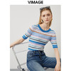 VIMAGE/纬漫纪新品撞色条纹显瘦上衣VC2201002 商品缩略图0