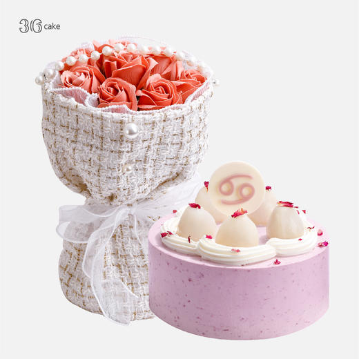 【鲜花X蛋糕套餐】巨蟹座.奶油蛋糕+巨蟹座·如梦~ 商品图0