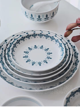 谢氏家瓷 藤叶纹日式盘碗送礼礼盒套装