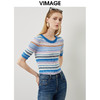 VIMAGE/纬漫纪新品撞色条纹显瘦上衣VC2201002 商品缩略图2