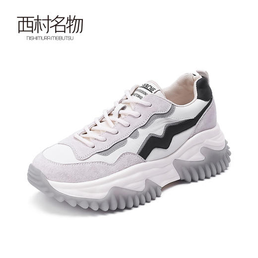 西村名物2022春季新款拼色榴莲厚底舒适老爹鞋女运动休闲鞋X22AM10661 商品图3