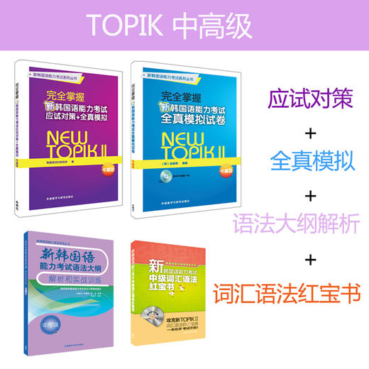 (仓发) 新韩国语能力考试中高级全真模拟试卷和语法红宝书套装共4册(专供网店)/外语教学与研究出版社/[韩]金重燮，等/9789900412311 商品图1