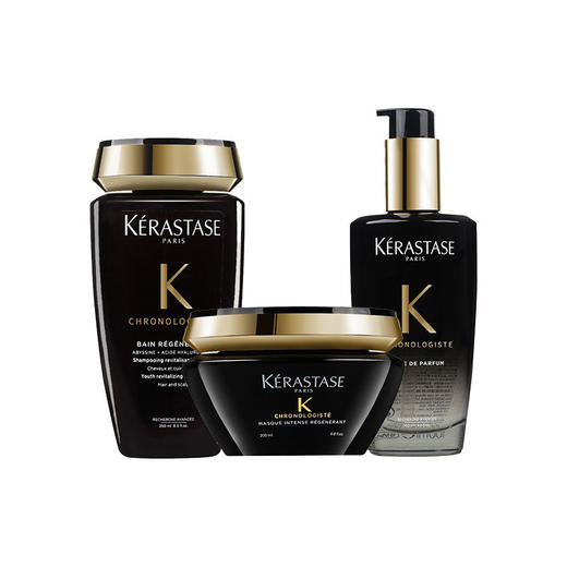 【跨境】KERASTASE 卡诗 黑钻钥源修护礼盒套装（洗发水250ml+发膜200ml+护发油100ml) 商品图1