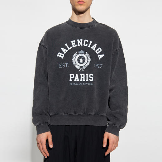 BALENCIAGA 巴黎世家 男士棉质 College 1917 长袖休闲卫衣 深灰色 697869 TMV99 1000 商品图1
