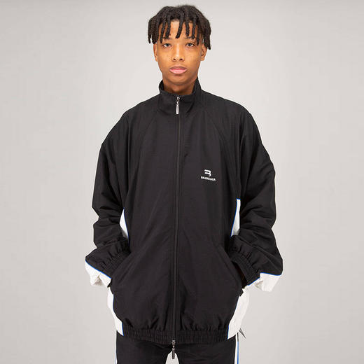 BALENCIAGA 巴黎世家 男士尼龙 Sporty B 徽标印花运动服夹克 黑色 698875 TKO48 1000 商品图0