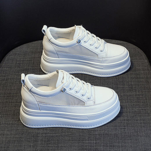 小白鞋女内增高新款春夏网纱透气牛皮百搭厚底鞋休闲板鞋女潮 HFE-6373 商品图2