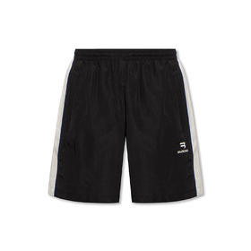 BALENCIAGA 巴黎世家 男士尼龙 Sporty B 徽标印花休闲短裤 黑色 699032 TKO48 1000