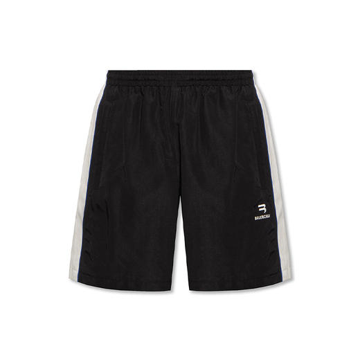 BALENCIAGA 巴黎世家 男士尼龙 Sporty B 徽标印花休闲短裤 黑色 699032 TKO48 1000 商品图0