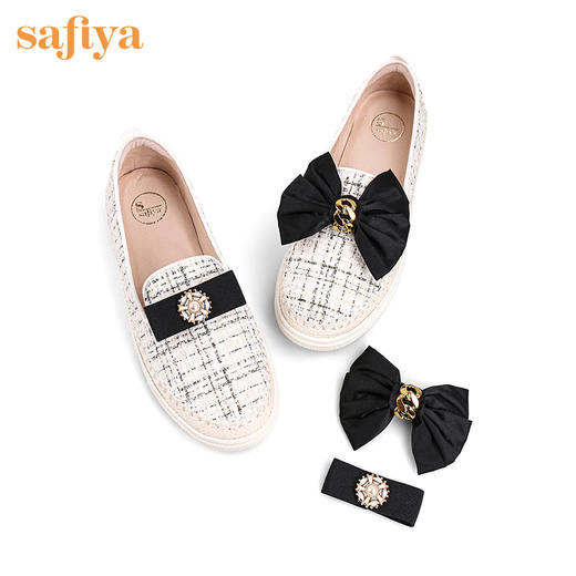 Safiya/索菲娅小香风花呢可拆卸蝴蝶结渔夫鞋2022秋舒适单鞋SF23112070 商品图13