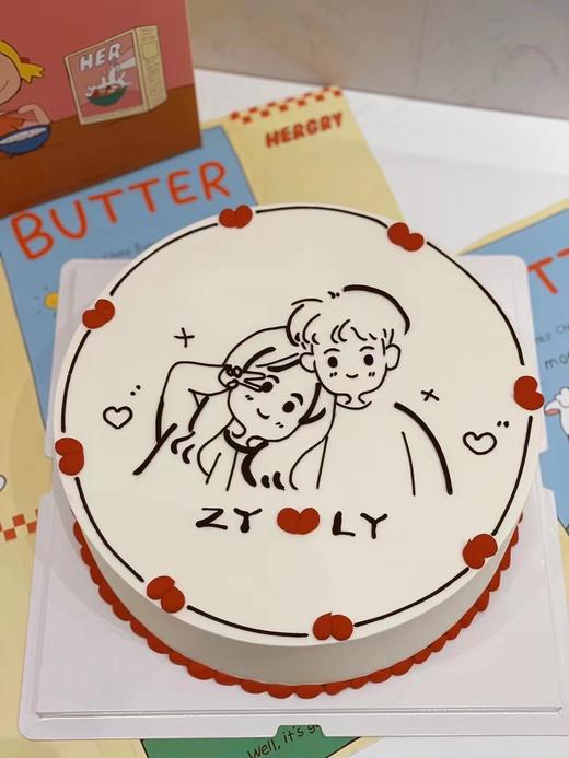 简笔画情侣手绘蛋糕（两个款式）-低糖处理无添加 商品图2