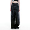 NUTH'失重' 拼色假两层设计薄款宽松显瘦阔腿裤休闲直筒运动长裤 商品缩略图0