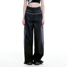 NUTH'失重' 拼色假两层设计薄款宽松显瘦阔腿裤休闲直筒运动长裤