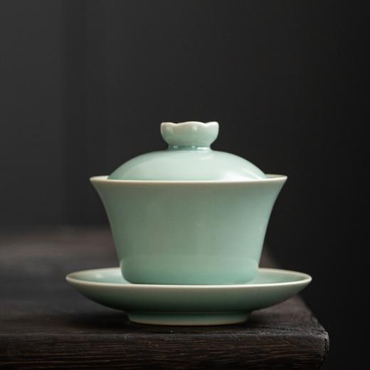 高级徽仿古釉三才盖碗 寻隐 商品图0