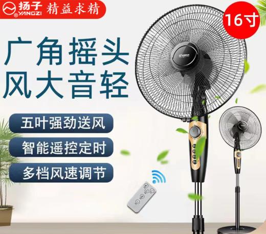 【安静守护 你的夏天】扬子电风扇落地扇家用遥控立式静音电风扇办公室宿舍16寸风扇 商品图0