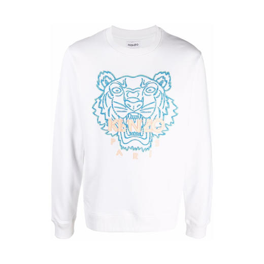 KENZO 高田贤三 男士棉质经典大虎头刺绣圆领长袖卫衣 白色 FC55 SW120 CME 01B 商品图0