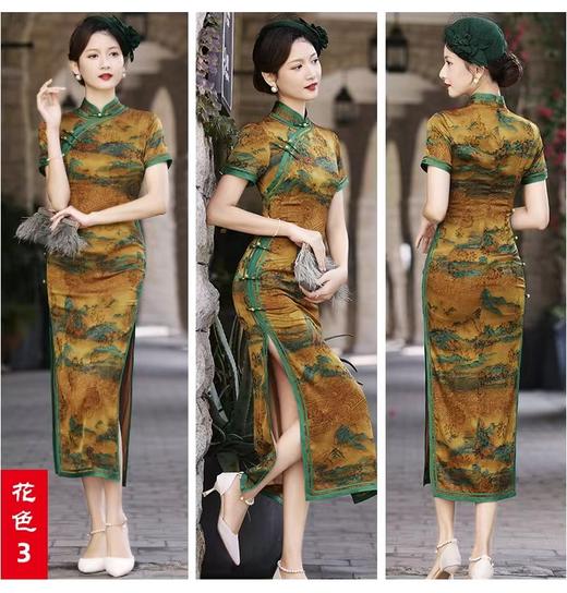 中国风长款旗袍2022年新款夏季改良连衣裙印花 商品图0