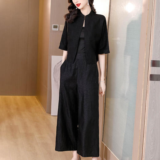 HT-XYX2532新款时尚气质小香风仿香云纱短外套套装 商品图1