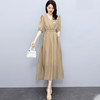 连衣裙女夏季2022新款收腰修身显瘦气质洋气法式泡泡袖惊艳长裙子 YX8608 商品缩略图2