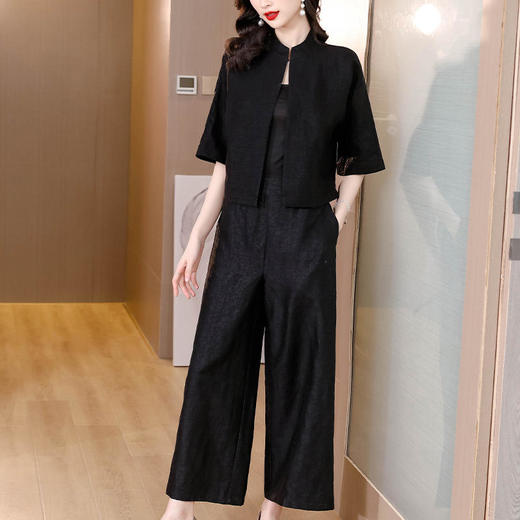 HT-XYX2532新款时尚气质小香风仿香云纱短外套套装 商品图2