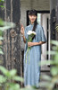 雾霾蓝荷叶袖丝棉旗袍 商品缩略图6