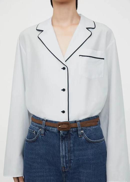 TOTEME 蛋青色/香槟金真丝单口袋衬衫 商品图10