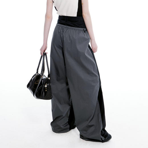 NUTH'失重' 拼色假两层设计薄款宽松显瘦阔腿裤休闲直筒运动长裤 商品图2