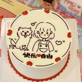 小女孩女生简笔画手绘蛋糕（多款式选择）-低糖处理无添加