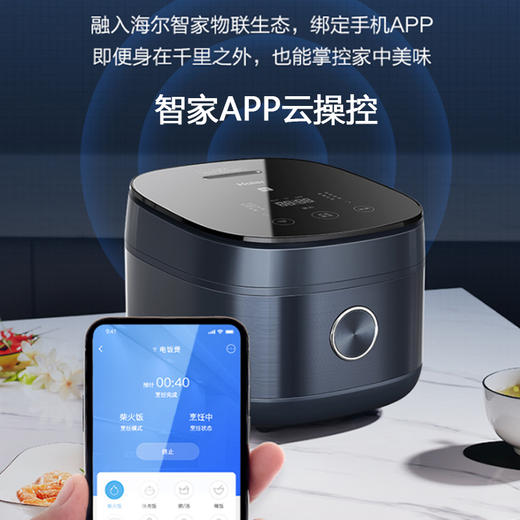 海尔电饭煲双温双控一键柴火饭24小时预约8大功能加热远程操作 智能提醒家用电饭锅4L/5L大容量 商品图1