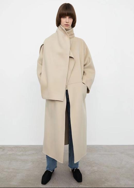 TOTEME 奶灰色羊绒宽围巾 商品图1