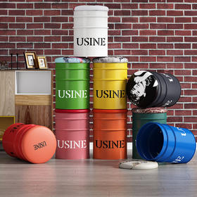 【创意桶凳，生活中的艺术家】铁艺椅储物凳，吧台凳沙发凳，油漆桶凳子，圆铁桶矮凳