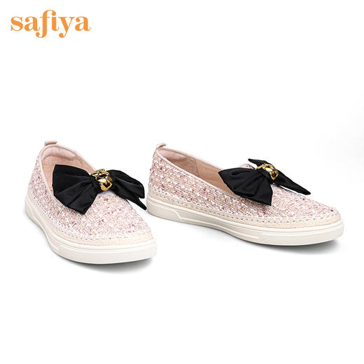 Safiya/索菲娅小香风花呢可拆卸蝴蝶结渔夫鞋2022秋舒适单鞋SF23112070 商品图9