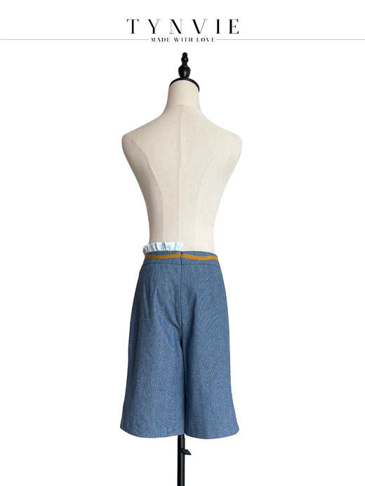 TYNVIE 排褶花边装饰中裤- 牛仔蓝 商品图2