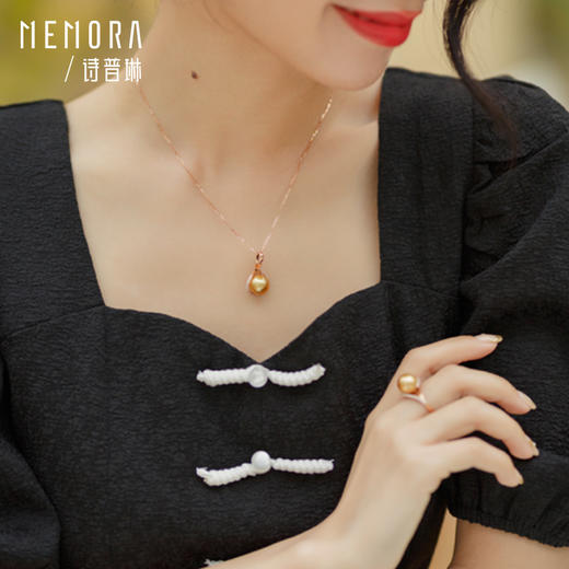 MEMORA诗普琳爱翼系列玫瑰18K金金珠海水珍珠钻石单吊坠ZP203301 商品图5