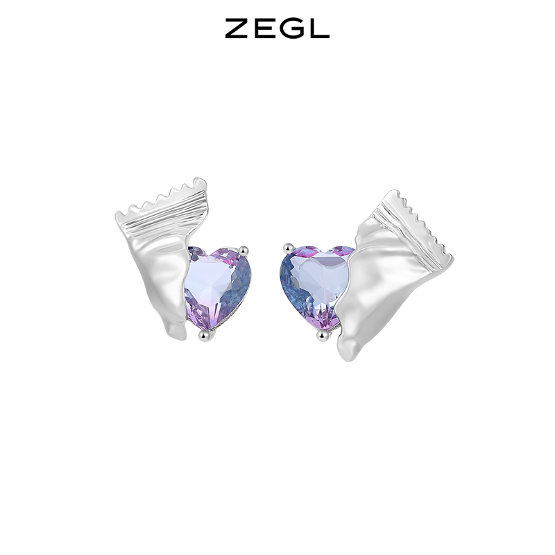 ZEGL设计师糖果系列爱心耳环女小众设计感高级耳钉925银针耳饰品