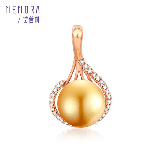MEMORA诗普琳爱翼系列玫瑰18K金金珠海水珍珠钻石单吊坠ZP203301 商品图6