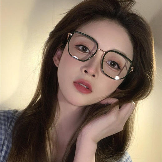 复古大框近视眼镜女圆脸抗蓝光防辐射素颜神器韩版潮护眼睛平光架 商品图3