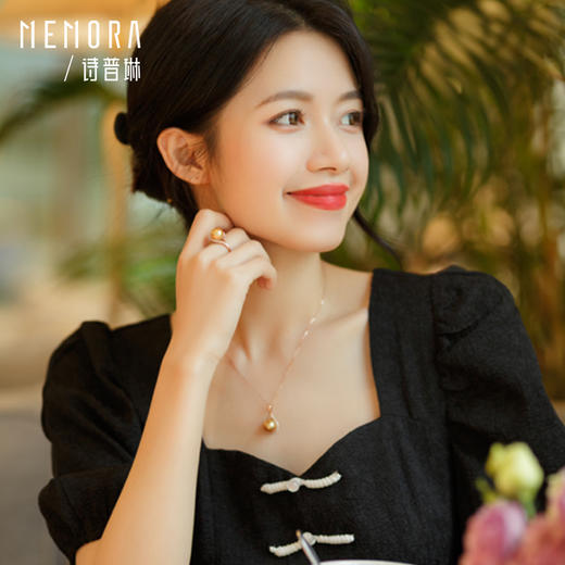 MEMORA诗普琳爱翼系列玫瑰18K金金珠海水珍珠钻石单吊坠ZP203301 商品图4