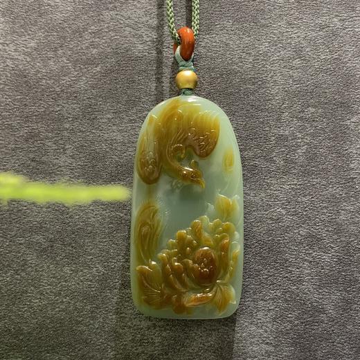 【御珠宫坊】碧玉凤穿牡丹挂件 商品图0