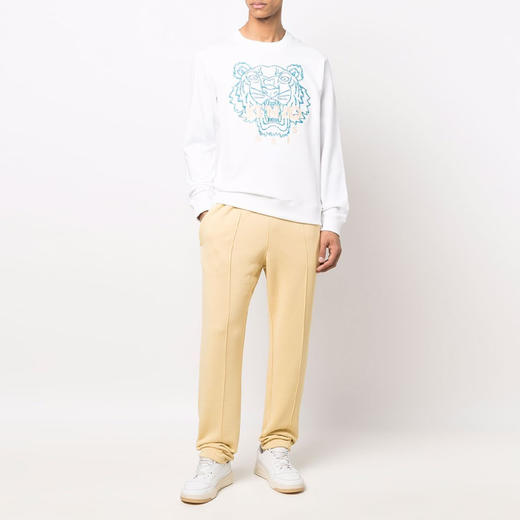 KENZO 高田贤三 男士棉质经典大虎头刺绣圆领长袖卫衣 白色 FC55 SW120 CME 01B 商品图3